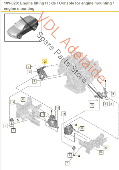 4M0199308BG PAB19930810 PAB199308A Porsche Cayenne E3 9Y Right Side Engine Mount Support Bracket Suits 2.9 Bi-Turbo 4M0199308BG PAB19930810