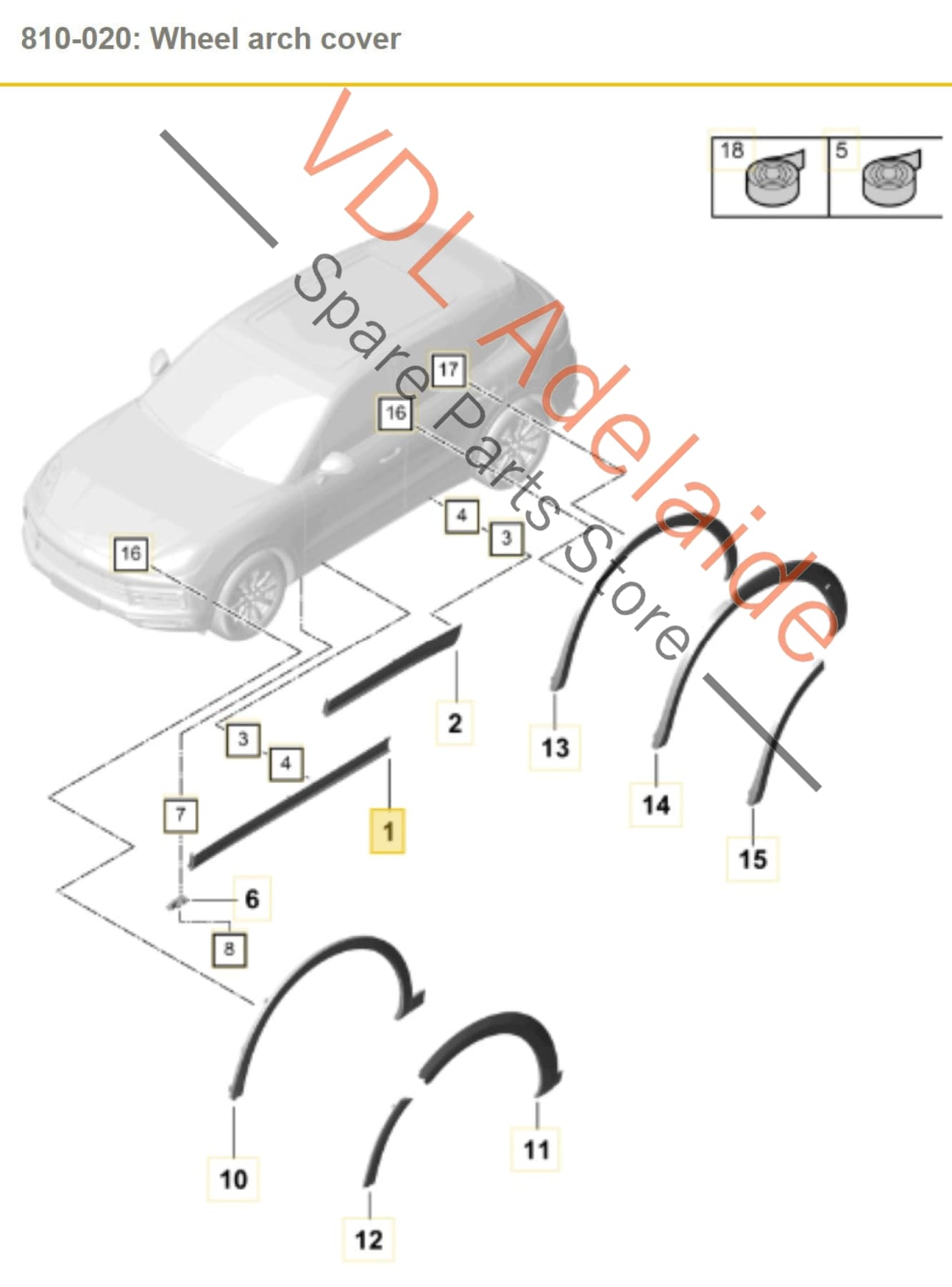 9Y0837095A 9Y0837095CY 9Y0837095Y Porsche Cayenne E3 9Y Front Left Door Exterior Molding Trim 9Y0837095