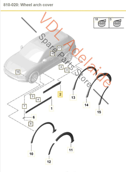 9Y0839095Y 9Y0839095CY  Porsche Cayenne E3 9Y Rear Left Door Exterior Molding Trim 9Y0839095Y