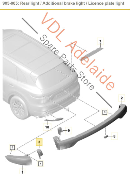 9Y0945427B   Porsche Cayenne E3 9Y Rear Left Tail Light Trim 9Y0945427B