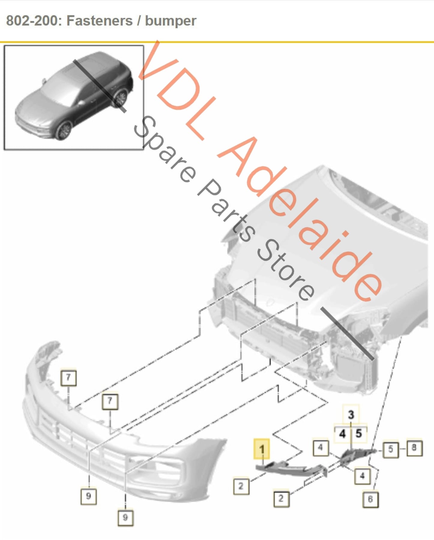 9Y0807572B   Porsche Cayenne E3 9Y Headlight Bracket Right Side 9Y0807572B