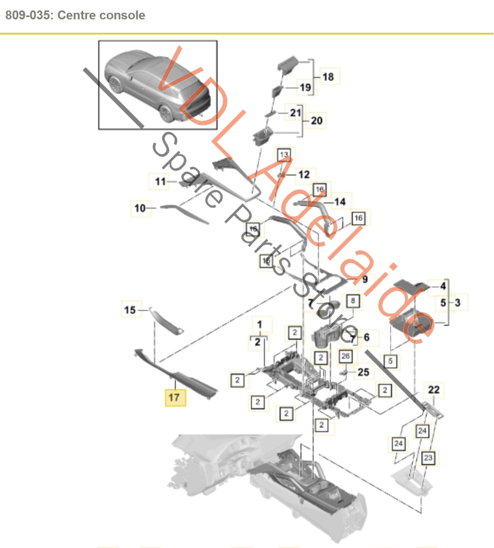 9Y0864069 9Y0864070  Porsche Cayenne E3 9Y Centre Console Leather Side Trim Pair 9Y0864069 9Y0864070 1D0