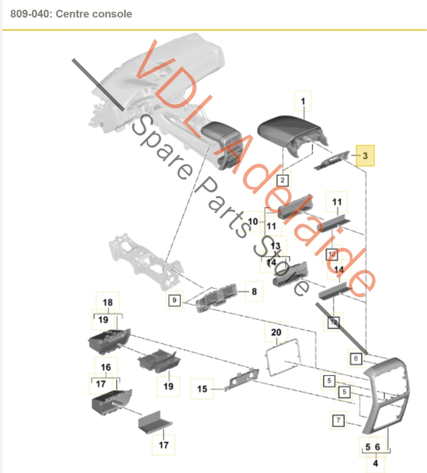 9Y0863475A1E0   Porsche Cayenne E3 9Y Centre Console Armrest Trim 9Y0863475A 1E0