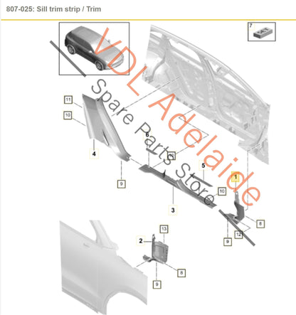 PAB86348420 7628634841 762863484 Porsche Cayenne E3 9Y Front Right Interior Footwell Trim PAB86348420 762863484 1E0