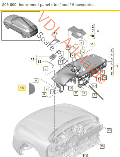 9Y0857086D 9Y08570865Q0  Porsche Cayenne E3 9Y Right Side Dashboard Trim Cover Panel Interior 9Y0857086D