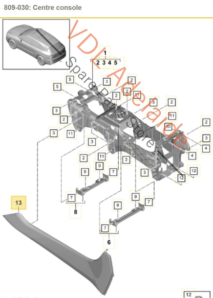 9Y0863303A 9Y0863303A5Q0  Porsche Cayenne E3 9Y Left Side Centre Console Leather Trim 9Y0863303A