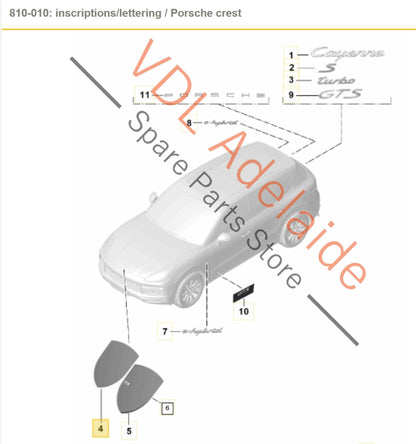 95855960102   Porsche Cayenne E3 9Y Bonnet Badge Emblem Crest 95855960102