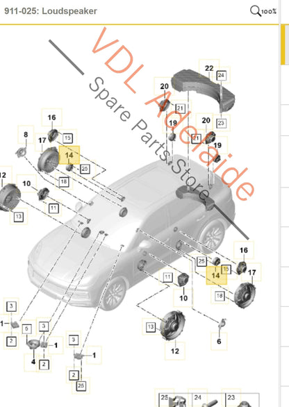 971035411A   Porsche Cayenne E3 9Y Tweeter High Tone Speaker Bose 971035411A
