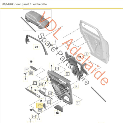 9Y0868959   Porsche Cayenne E3 9Y Rear Left Door Speaker Grille Cover Trim 9Y0868959