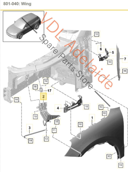 95882113100GRV PAB821131 9Y0821263A Posche Cayenne E3 9Y Front Left Fender Mudguard Rear Mounting Bracket PAB821131 95882113100 GRV