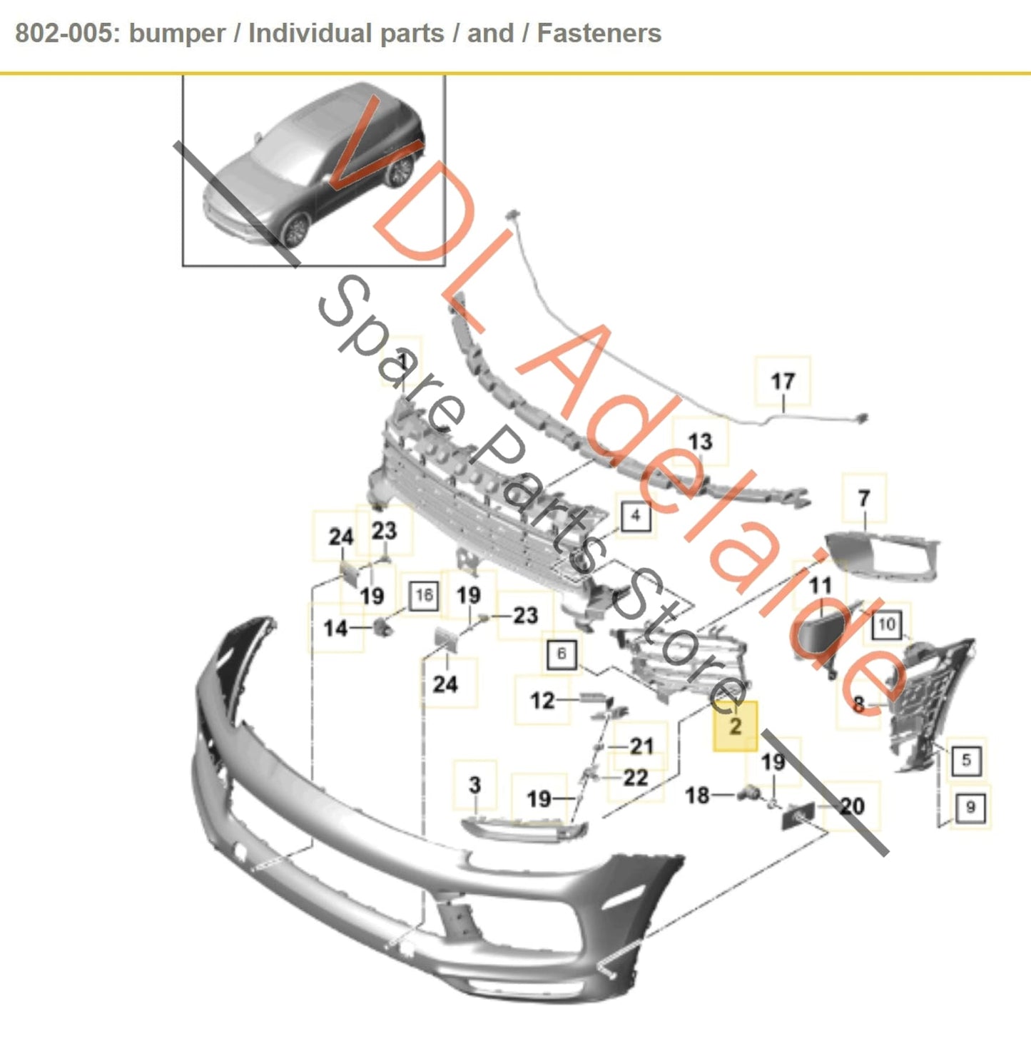 Porsche Cayenne E3 9Y Front Bumper Left Side Grille Trim 9Y0807681 OK1 ...