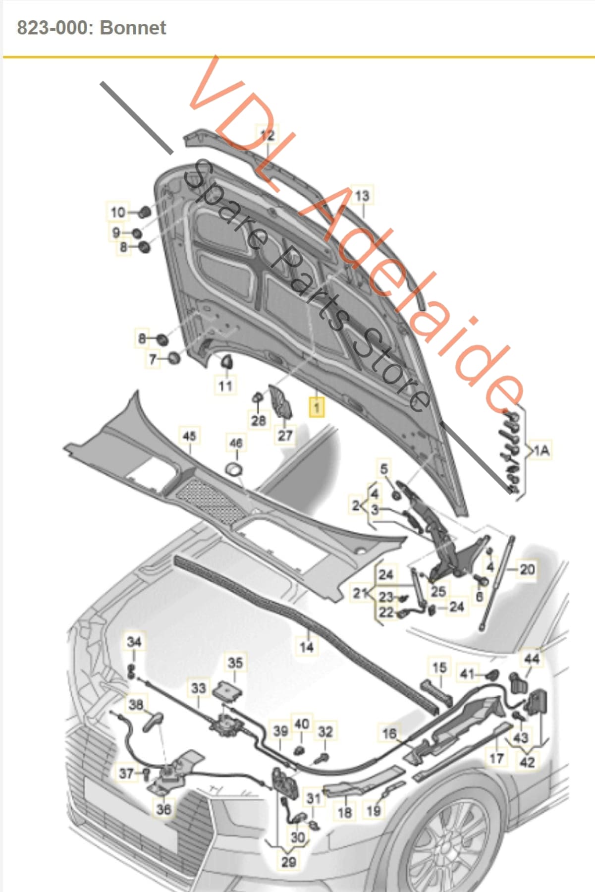 8W0823029A   Audi S4 B9 Bonnet Hood Panel 6Y6Y Daytona Gray Pearl 8W0823029A