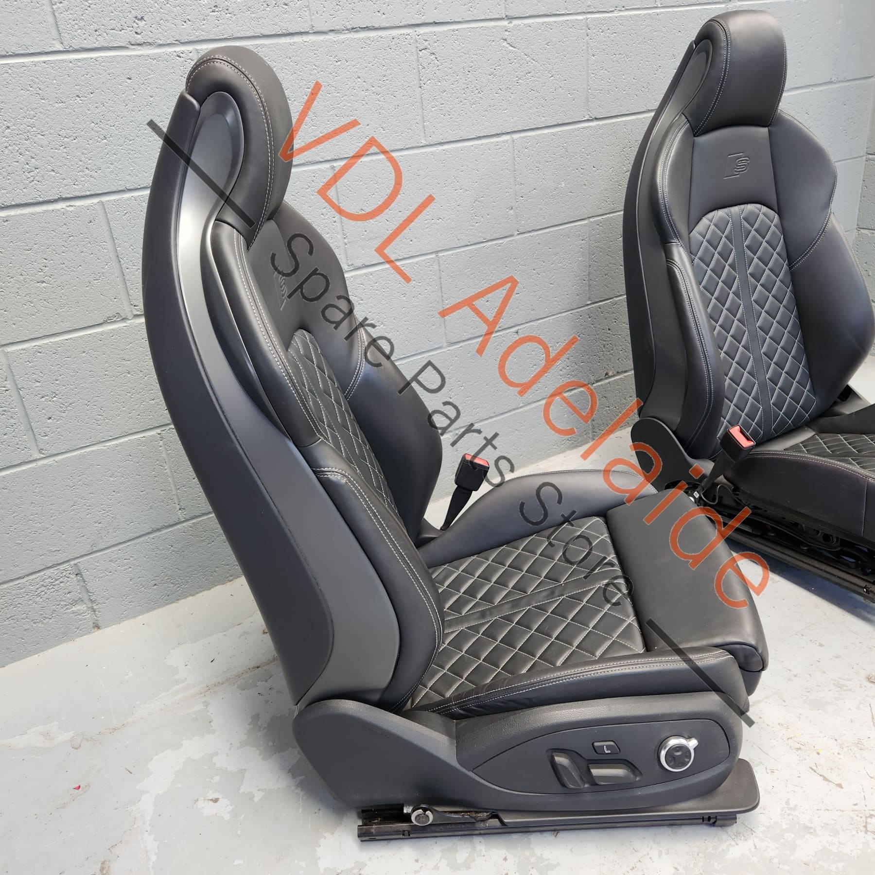    Audi S4 A4 Front Electric & Heated Diamond Stitch Leather Seat Seats Pair
