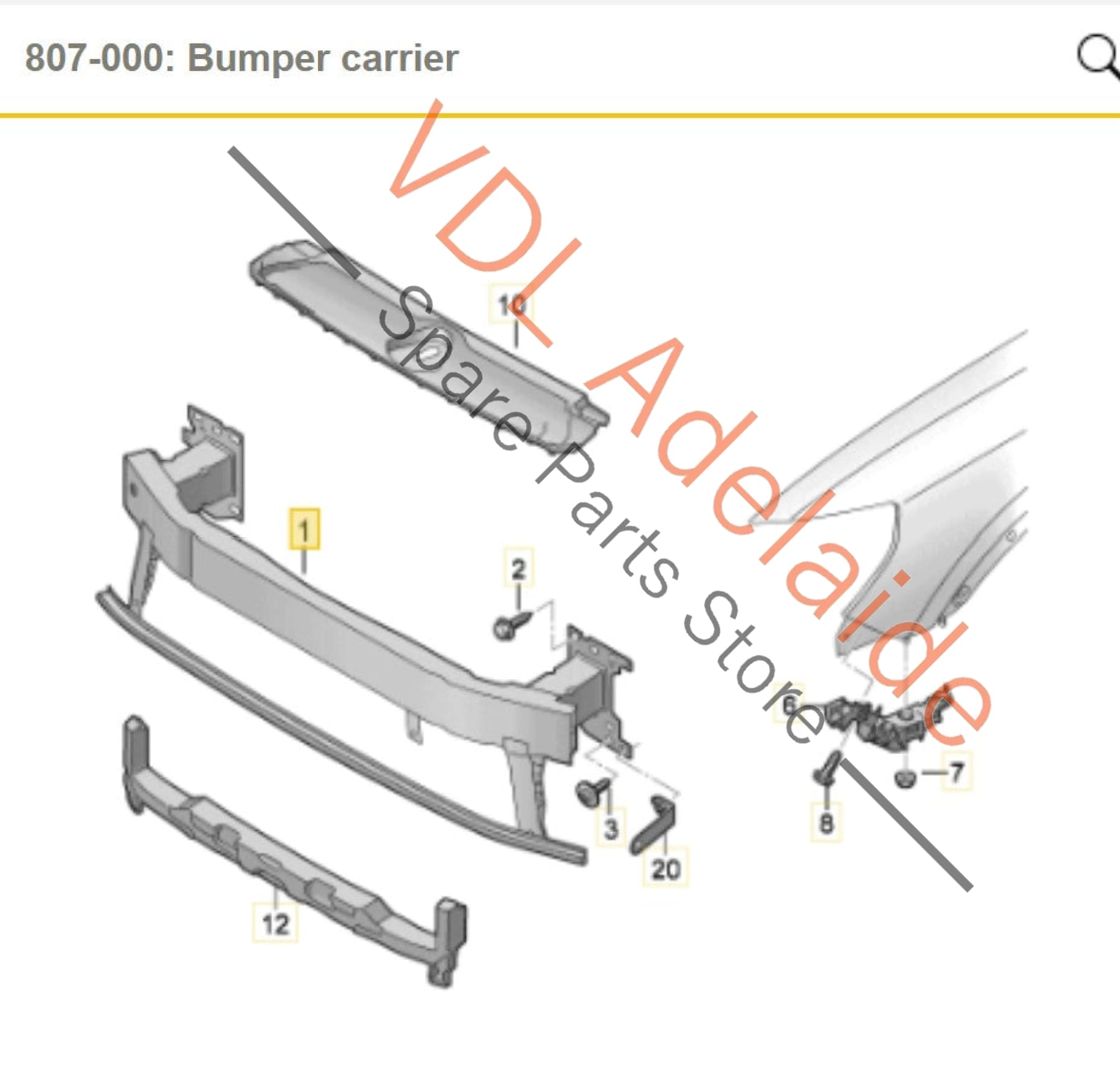 83A807109, , , ,  Audi Q3 RSQ3 Front Bumper Carrier Reo Bar 83A807109