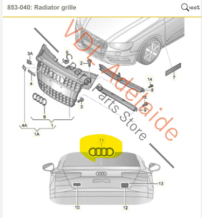 8T0853742D  8T0853742D2ZZ   Audi A4 B8 8K Sedan Boot Badge Emblem 8T0853742D
