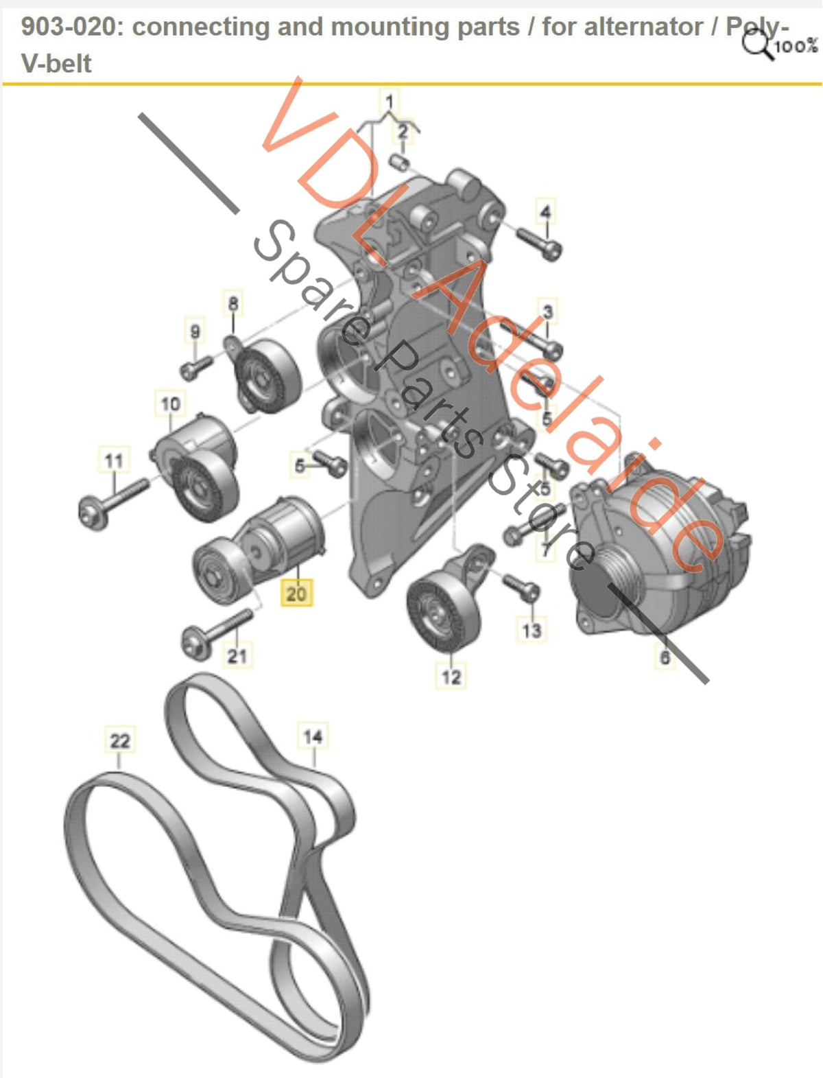 351844 Audi RS3 CZGB Serpantine Belt Tensioner Pulley 07K903315AB – VDL ...