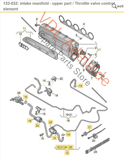 07K133352E    Audi RS3 Vacuum Hose 07K133352E