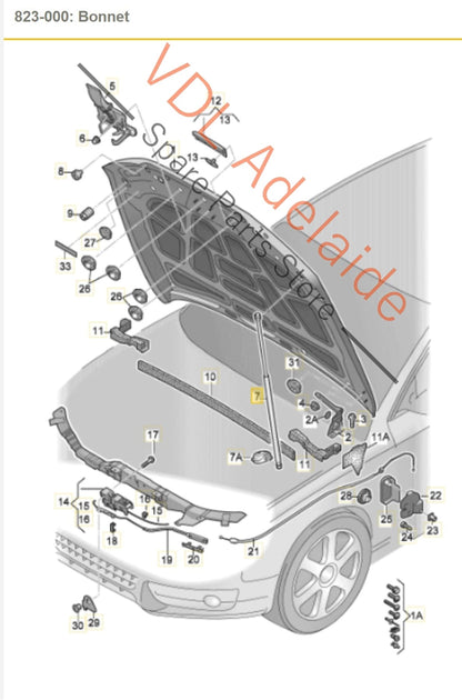 8T0823359    Audi A4 B8 Bonnet Lift Strut 340N/540N 8T0823359