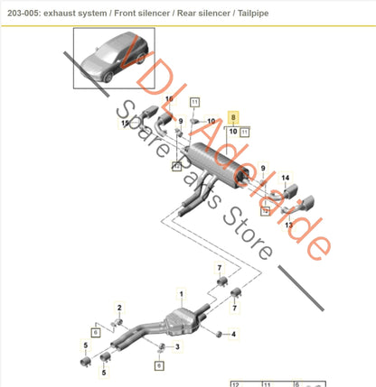 PAB25360910 4M4253609E PAB253609C  Porsche Cayenne S 9Y Exhaust Stock Standard Rear Silencer Muffler Box PAB25360910 4M4253609E PAB253609C