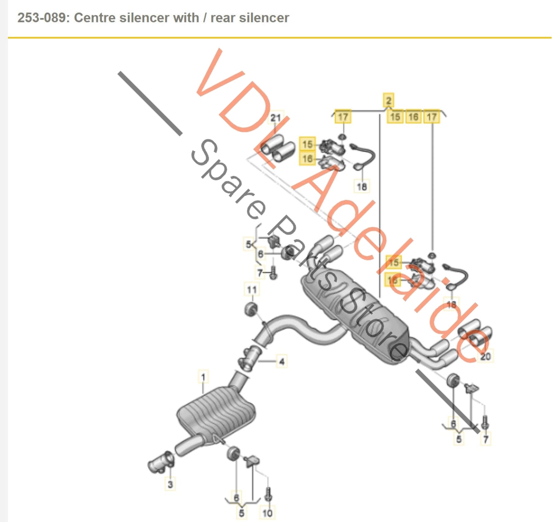8V4253609AK    Audi S3 8V Exhaust Stock Standard Rear Silencer Muffler Box with Quad exhaust Outlets 8V4253609AK
