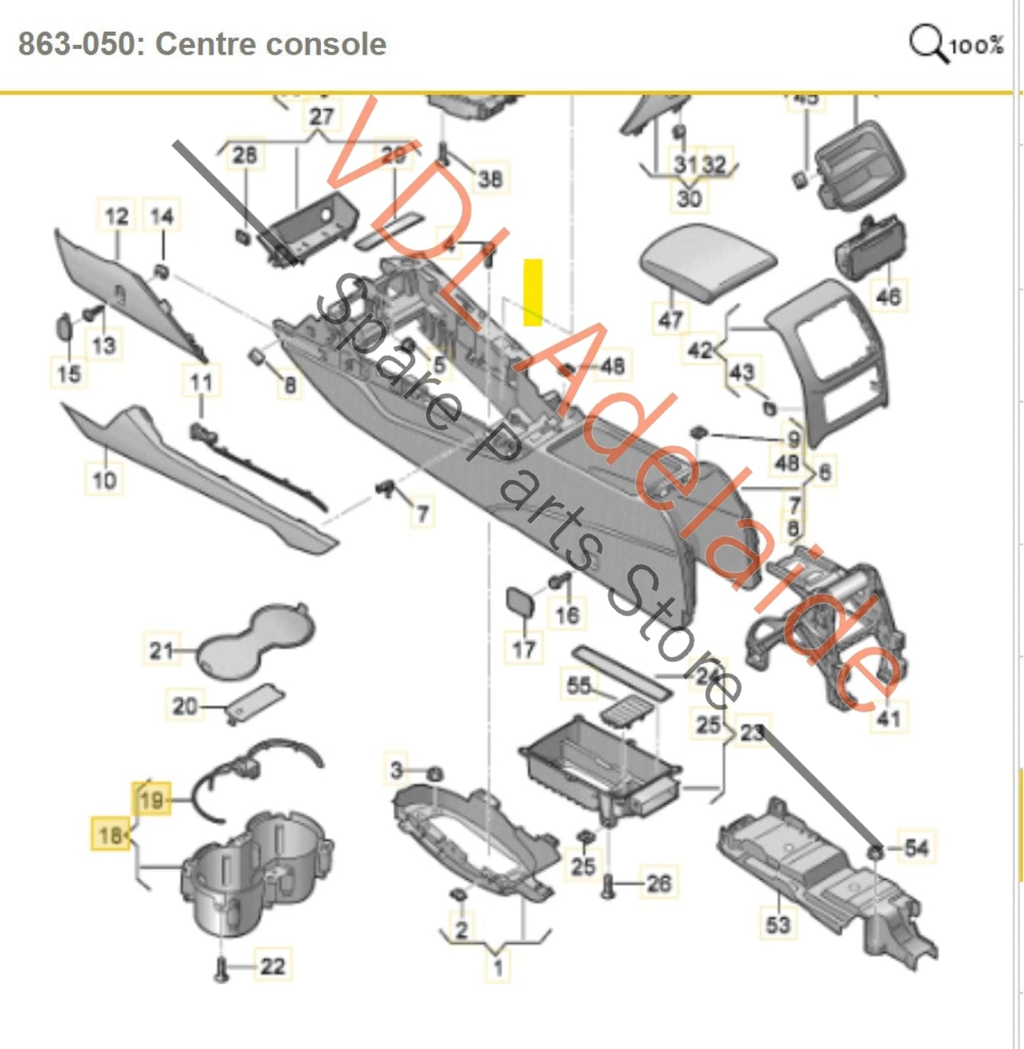 8W0862533B6PS 8W0862145   Audi A4 S4 B9 Centre Console Cup Drinks Holder 8W0862533B 8W0862145