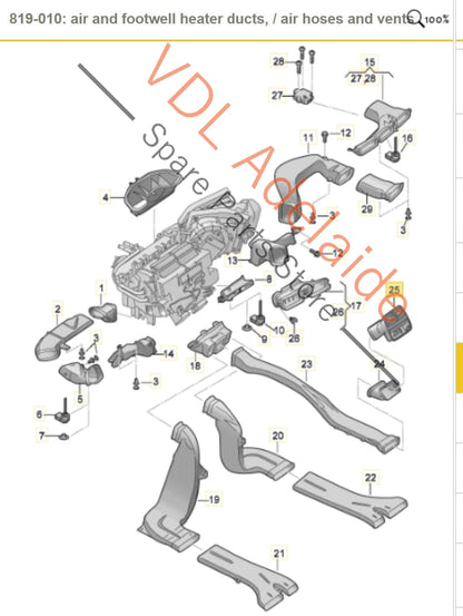 8W0819203B6PS    Audi A4 S4 B9 Rear Passenger Seat Air Vent for Air Conditioning Heating 8W0819203B