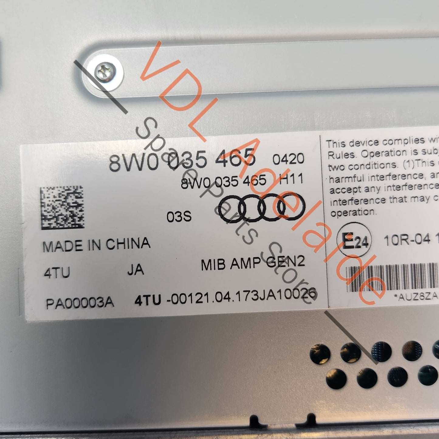 8W0035465    Audi A4 S4 RS4 B9 Audio Amplifier for Premium Bang Olufsen B&O Sound 8W0035465