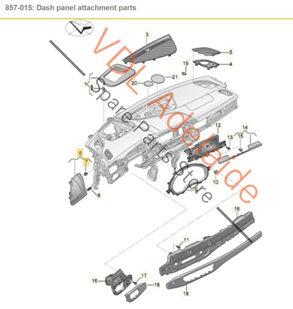 8W0857085    Audi A4 S4 B9 Passenger Left Side Dashboard Trim Cover for Fuse Access 8W0857085