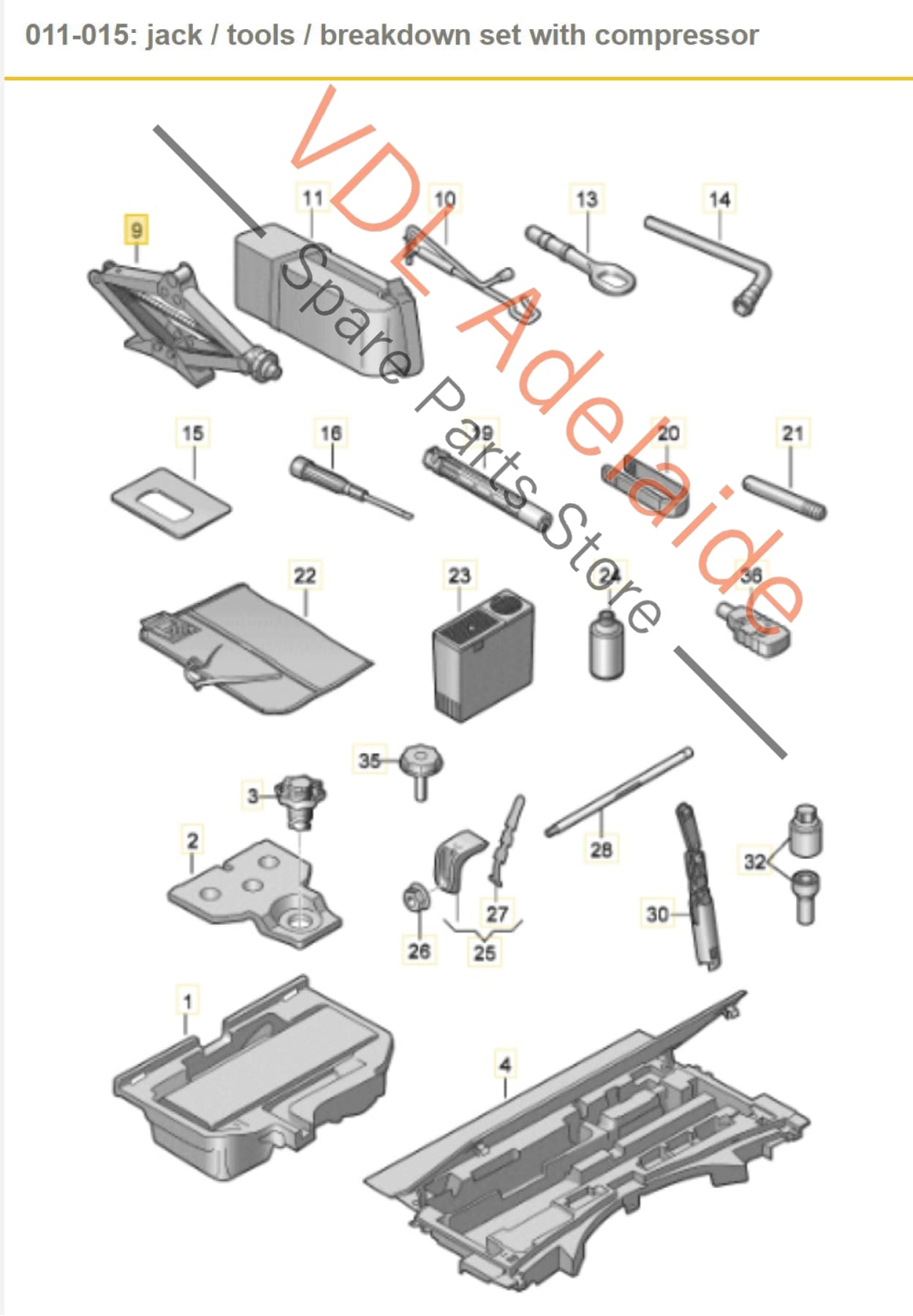 8W0011031C   Audi A4 S4 Emergency Car Jack Tool Set for Flat Tyre 8W0011031C