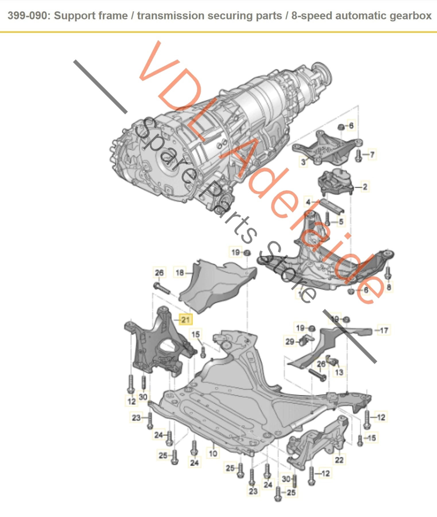 8W0399296E   Audi A4 B9 A5 F5 Aluminium Front K-Frame Suspension Bracket Right Side 8W0399296E