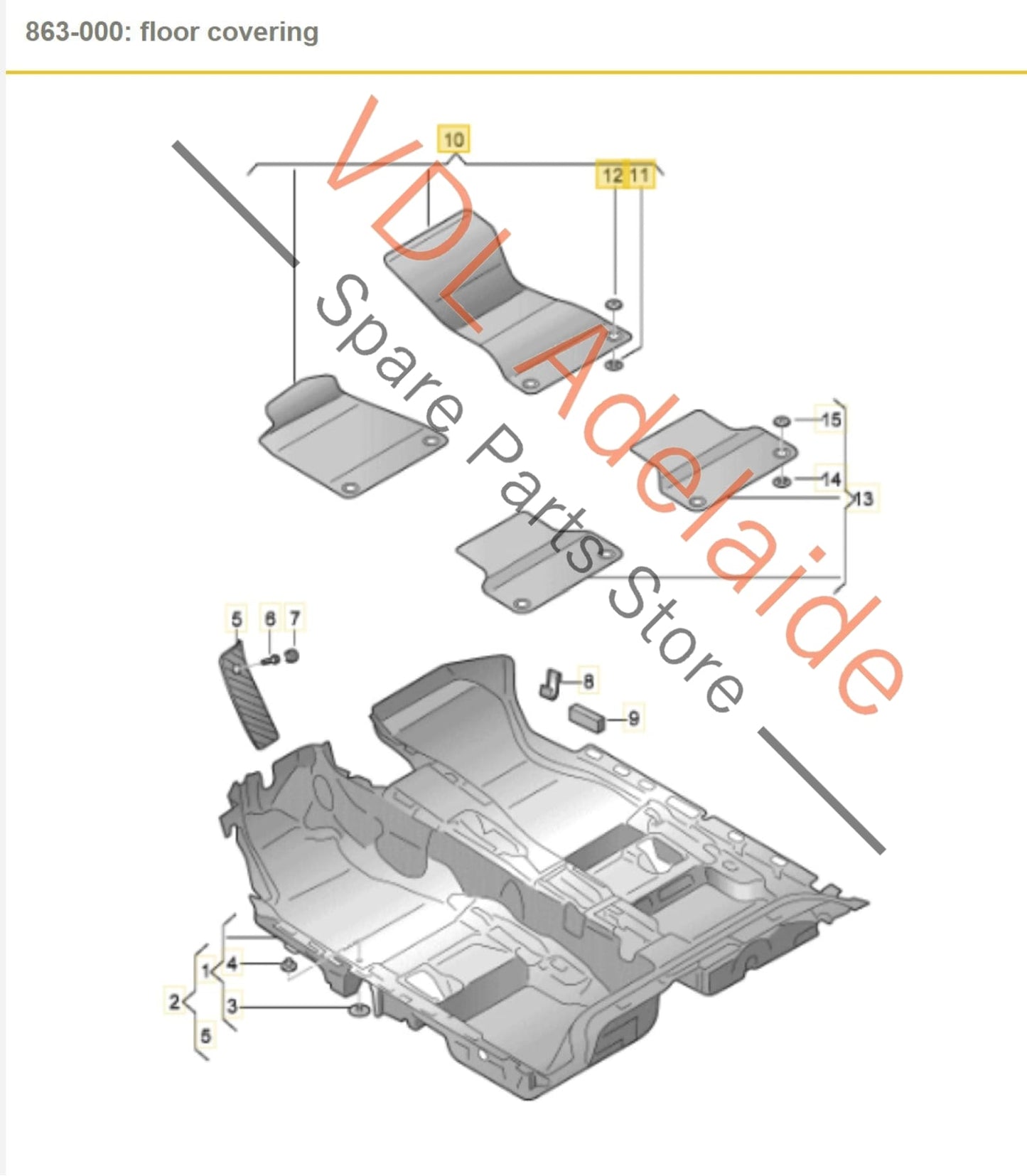 8W2863691JTV 8W0864450BJTV  Genuine Audi A4 B9 1x Set of Interior Carpet Foot Floor Mats 8W0864450B JTV 8W2863691 JTV