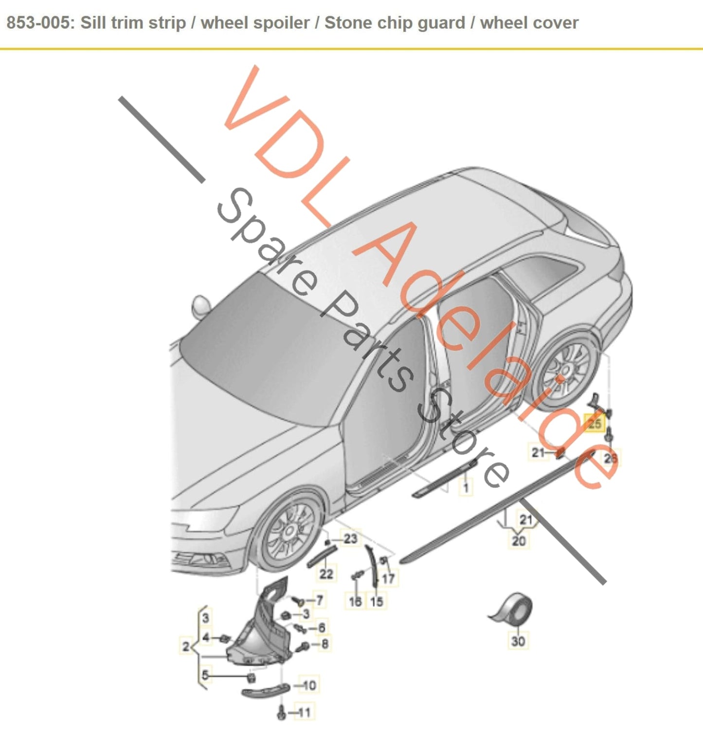 8W0853827 8W0853828  Genuine OEM Audi A4 Pair of Rear Wheel Arch Water Deflector Trim Strip Spoiler Accessory 8W0853827 8W0853828