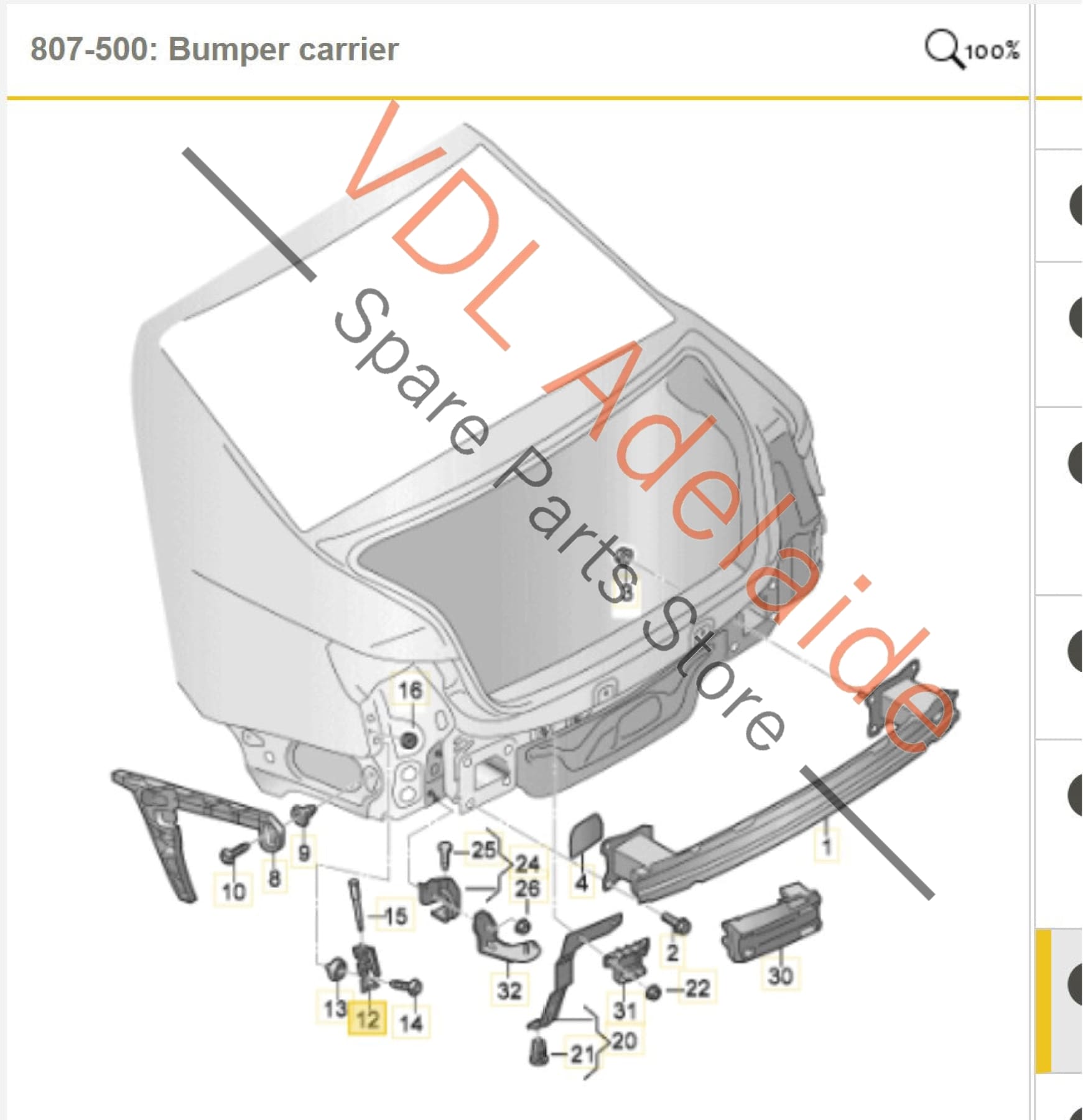 8W9807889B WHT007374  Audi A4 S4 Rear Left Bumper Retaining Bracket & Pin WHT007374 8W9807889B