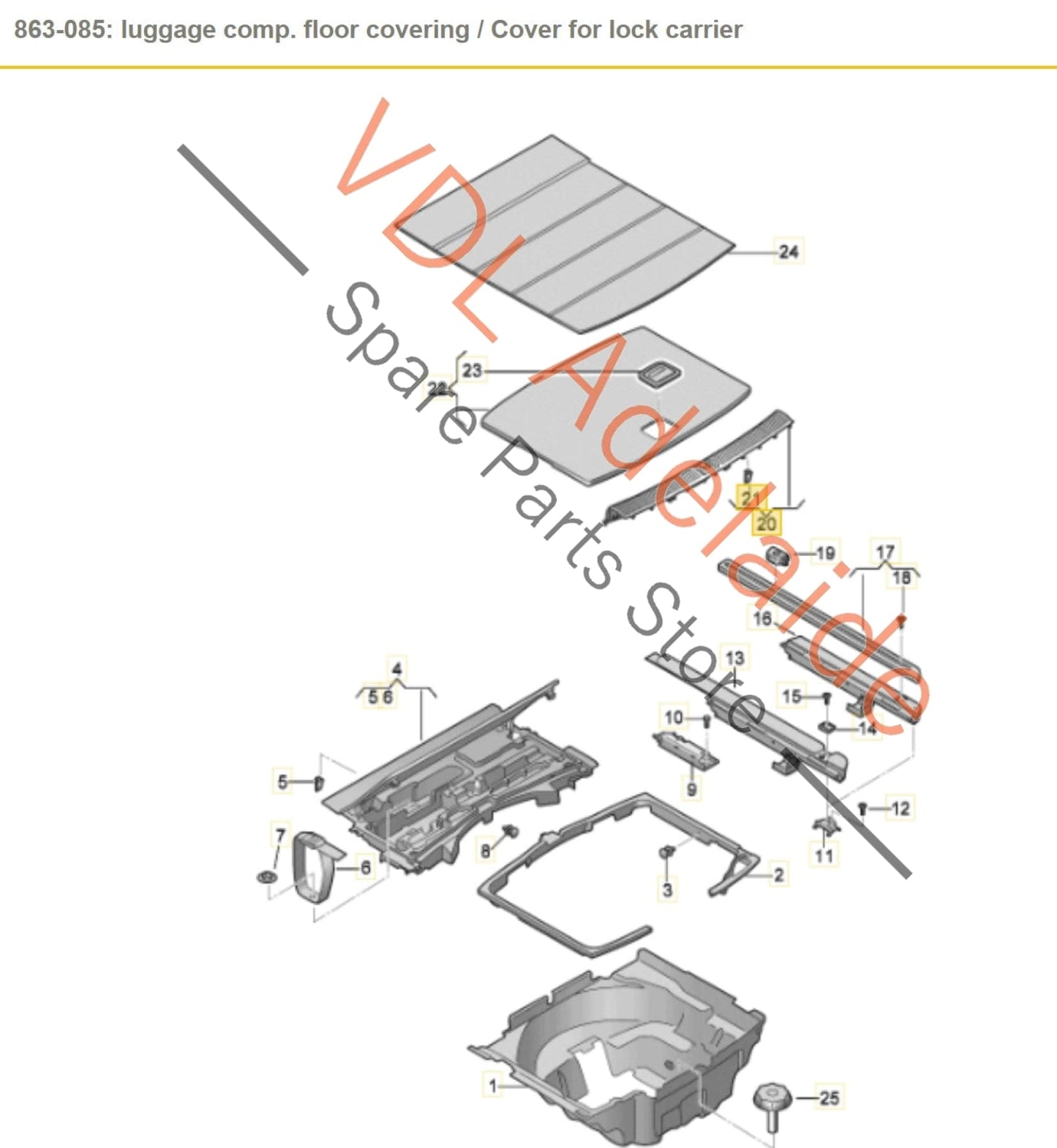 8W9864513   Audi A4 Wagon Avant Boot Loading Edge Trim Strip Interior Panel Stainless 8W9864483B