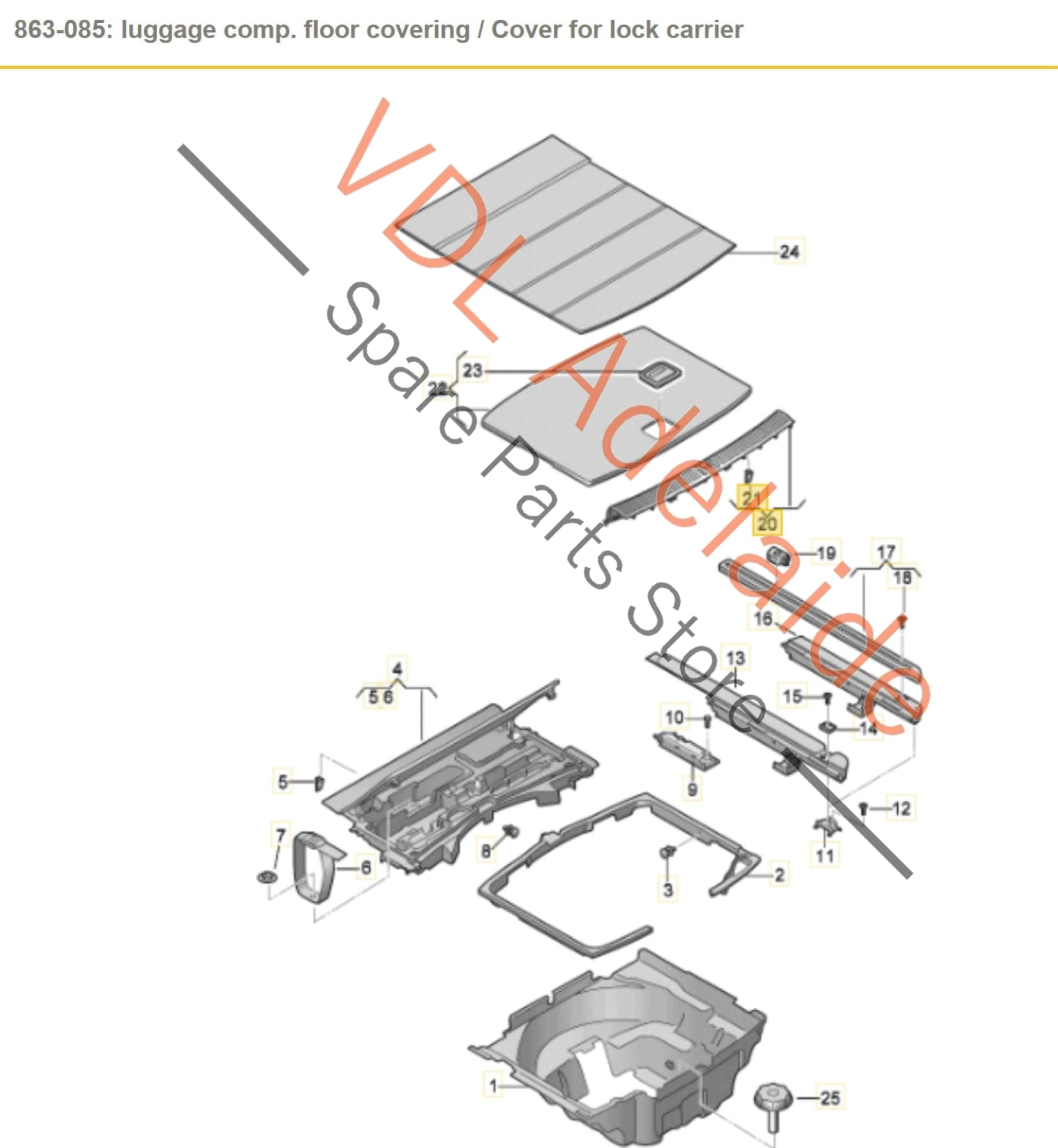 8W9864513   Audi A4 Wagon Avant Boot Loading Edge Trim Strip Interior Panel Stainless 8W9864483B