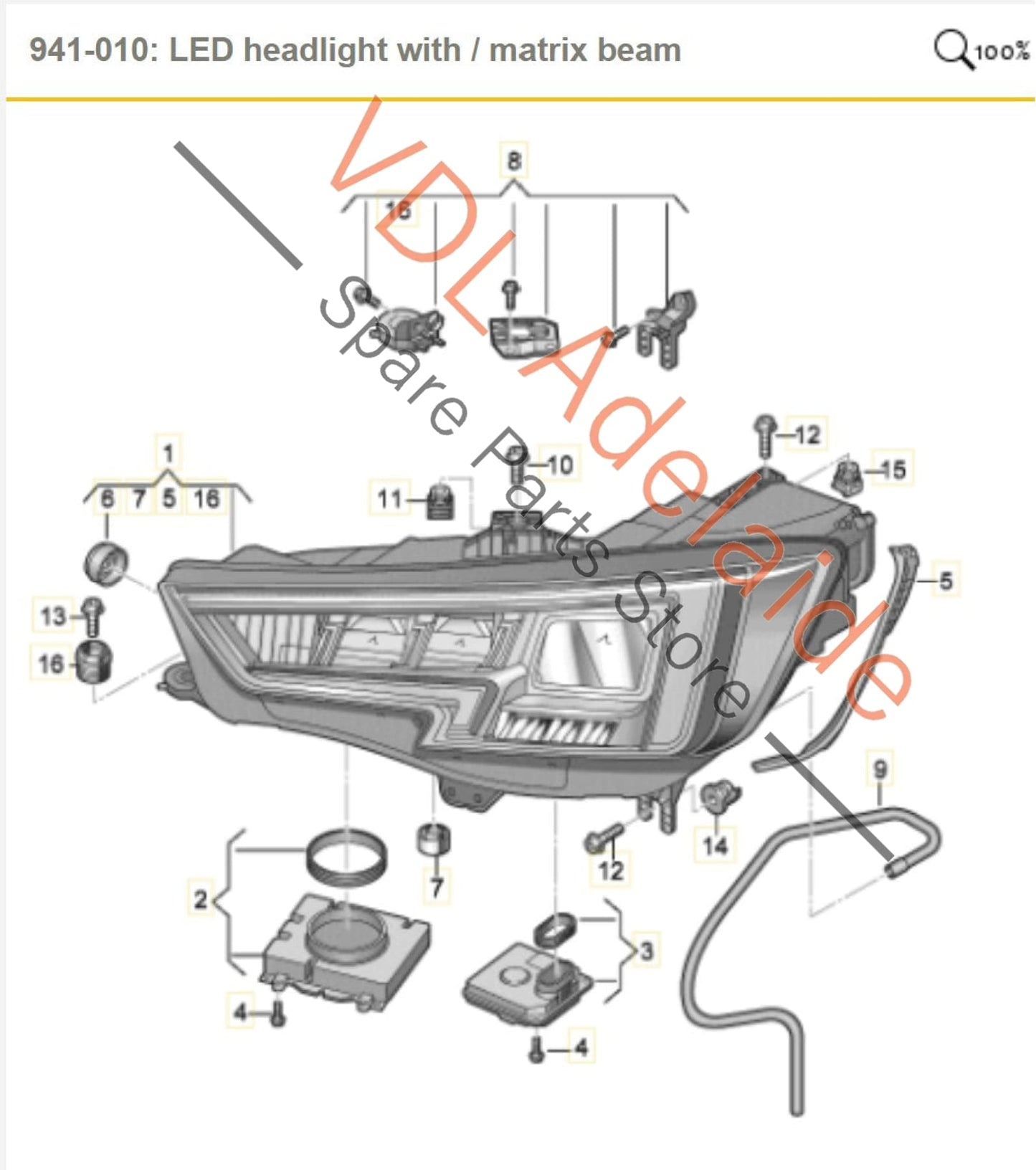 8W0941784A 8W0941036A 7PP941571BC Audi S4 A4 B9 LED Headlight with Matrix Beam Right for RHD Models 8W0941036A 8W0941784A 7PP941571BC 4M0907397AD