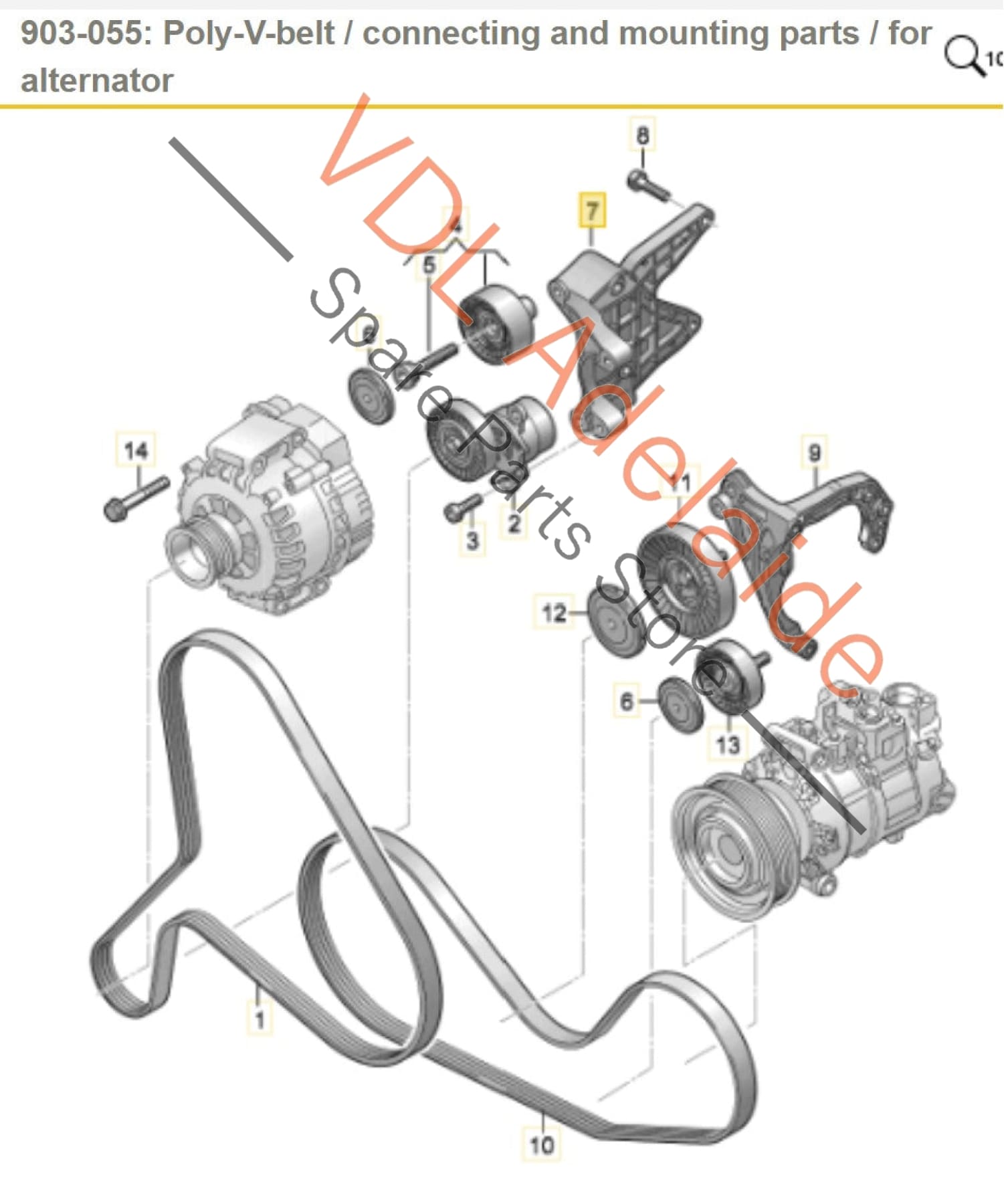 06M903143AC 06M903341D  Audi S3 B9 Alloy Engine Bracket for Alternator with Idler Pully 06M903341D 06M903143AC