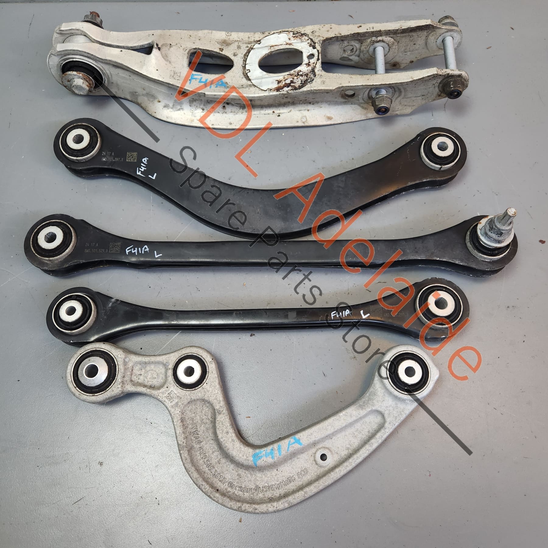 8W0505311H 8W0505323F 4M0505291D Audi A4 S4 RS4 Rear Suspension Upper & Lower Control Arm Set Left Side 8W0505311H 8W0505323F 4M0505291D 8W0501529D 8W0505397E