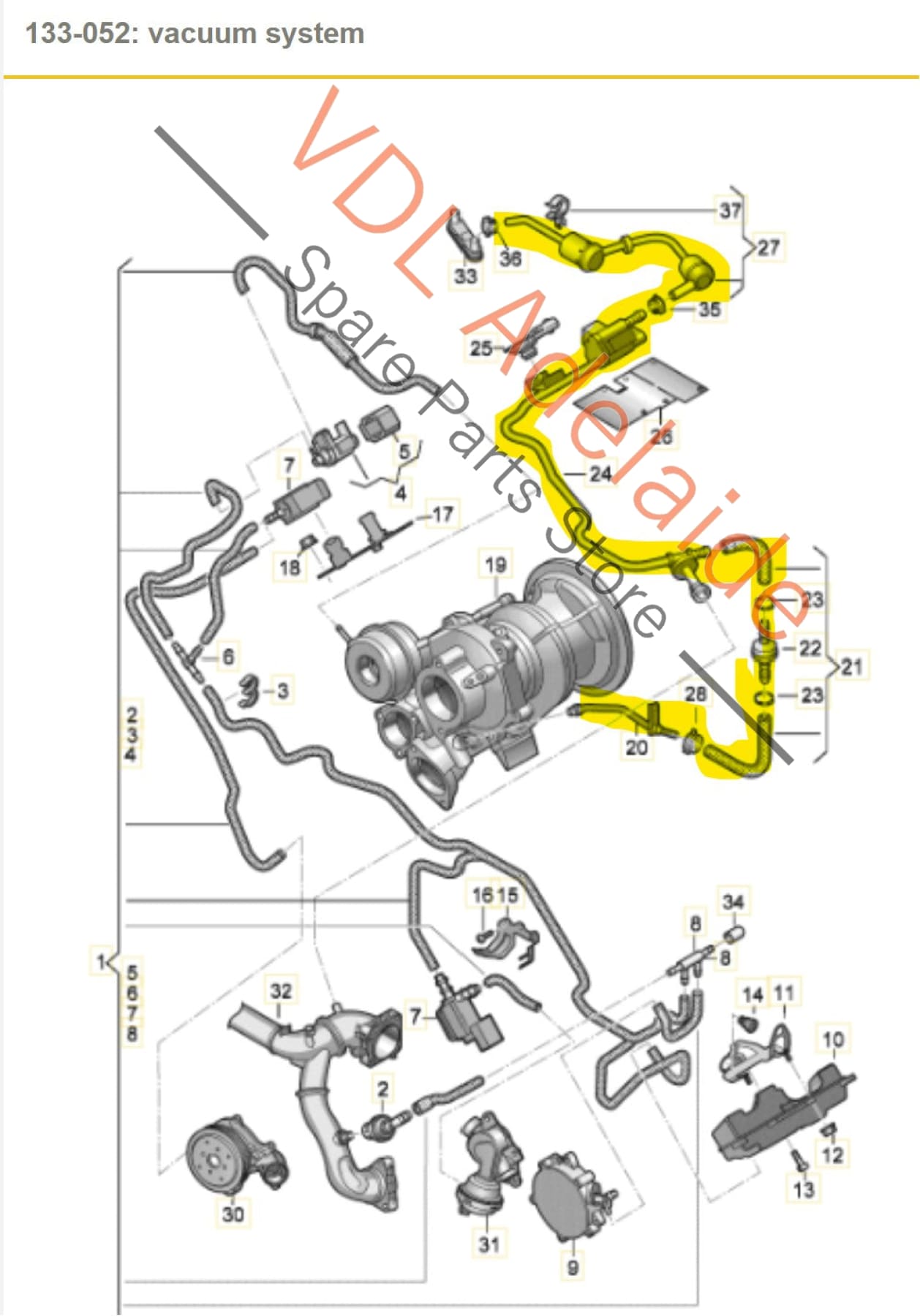 06M133240CG 8W0201991M 06M133240AN Audi S4 B9 Air Vacuum Hose with Non-Return and AKF Valve 06M133240CG 8W0201991M 06M133240AN