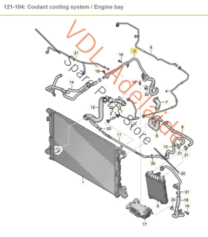 8W0122449AS   Audi S4 TFSI B9 3.0L Petrol V6 Water Coolant Hose Pipe 8W0122449AS