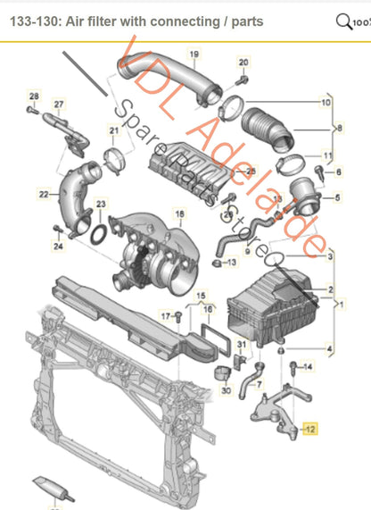 5QF129671 3Q0129671   Audi RSQ3 RS3 Retaining Bracket for Air Filter Box 5QF129671 3Q0129671