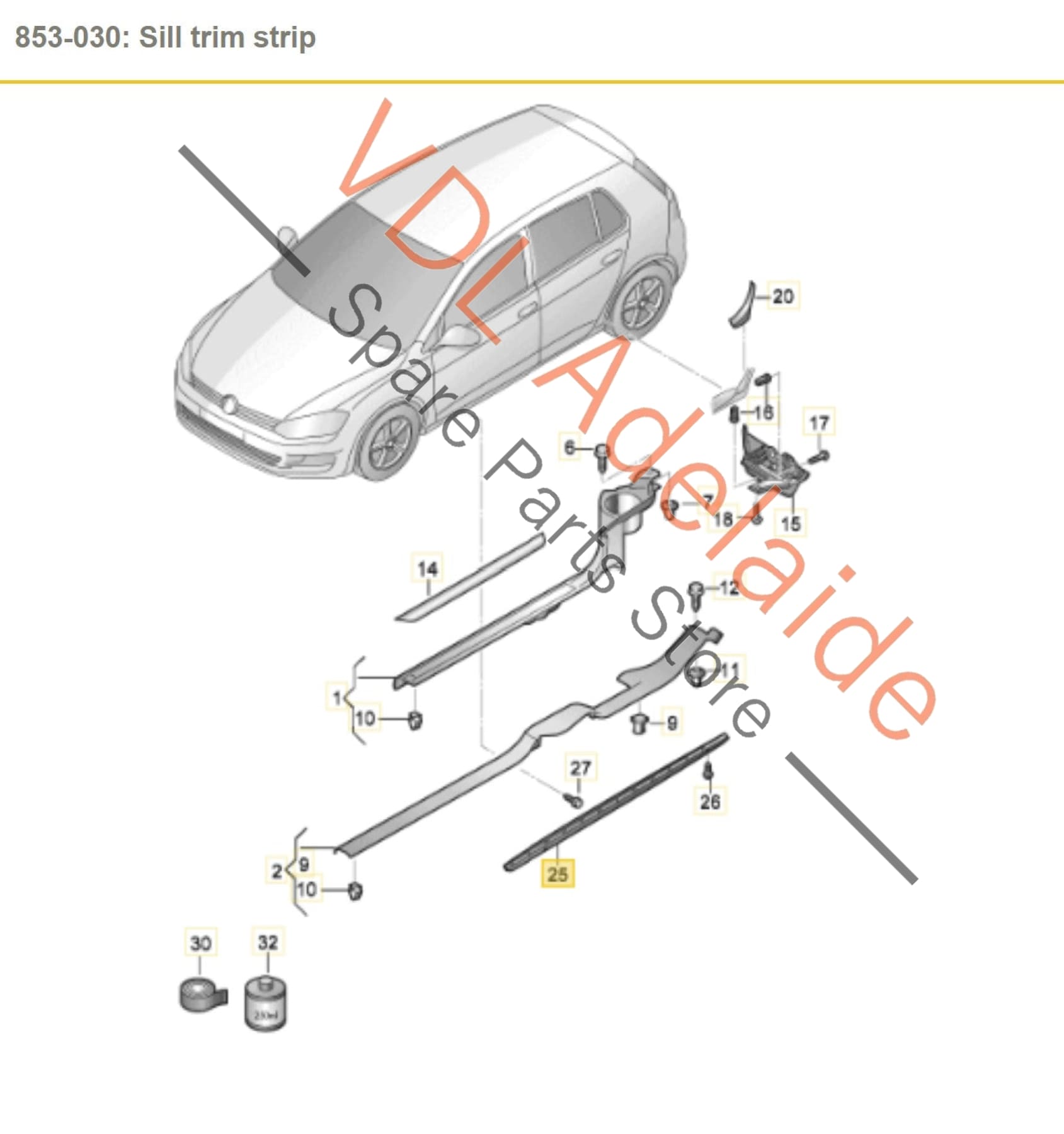 5G6853860B9B9    VW Golf MK7 Right Side Sill Trim Molding Sideskirt Side Skirt 5G6853860B 9B9