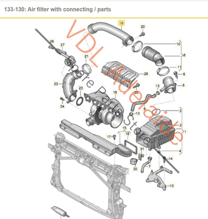 07K129665E    Audi RS3 RSQ3 F3 Air Filter Inlet Pipe 07K129665E