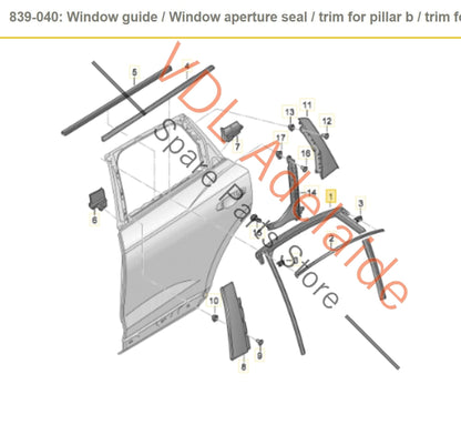 83A839432    Audi Q3 RSQ3 F3 Rear Right Door Window Seal Rubber 83A839432