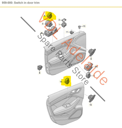 4K0959855NV6 4K0959855   Audi Q3 RSQ3 F3 Passenger Power Window Switch 4K0959855 NV6