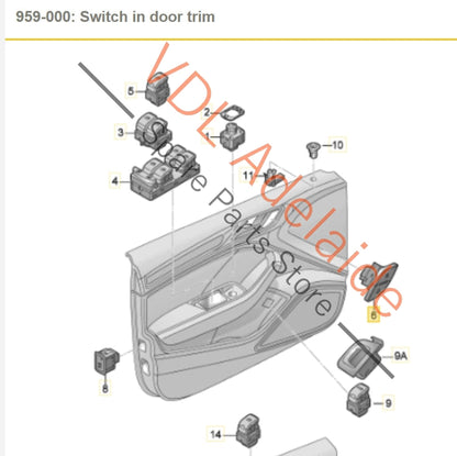 83A962108NV6    Audi Q3 RSQ3 F3 Drivers Door Central Locking Button Lock Unlock Switch 83A962108 NV6