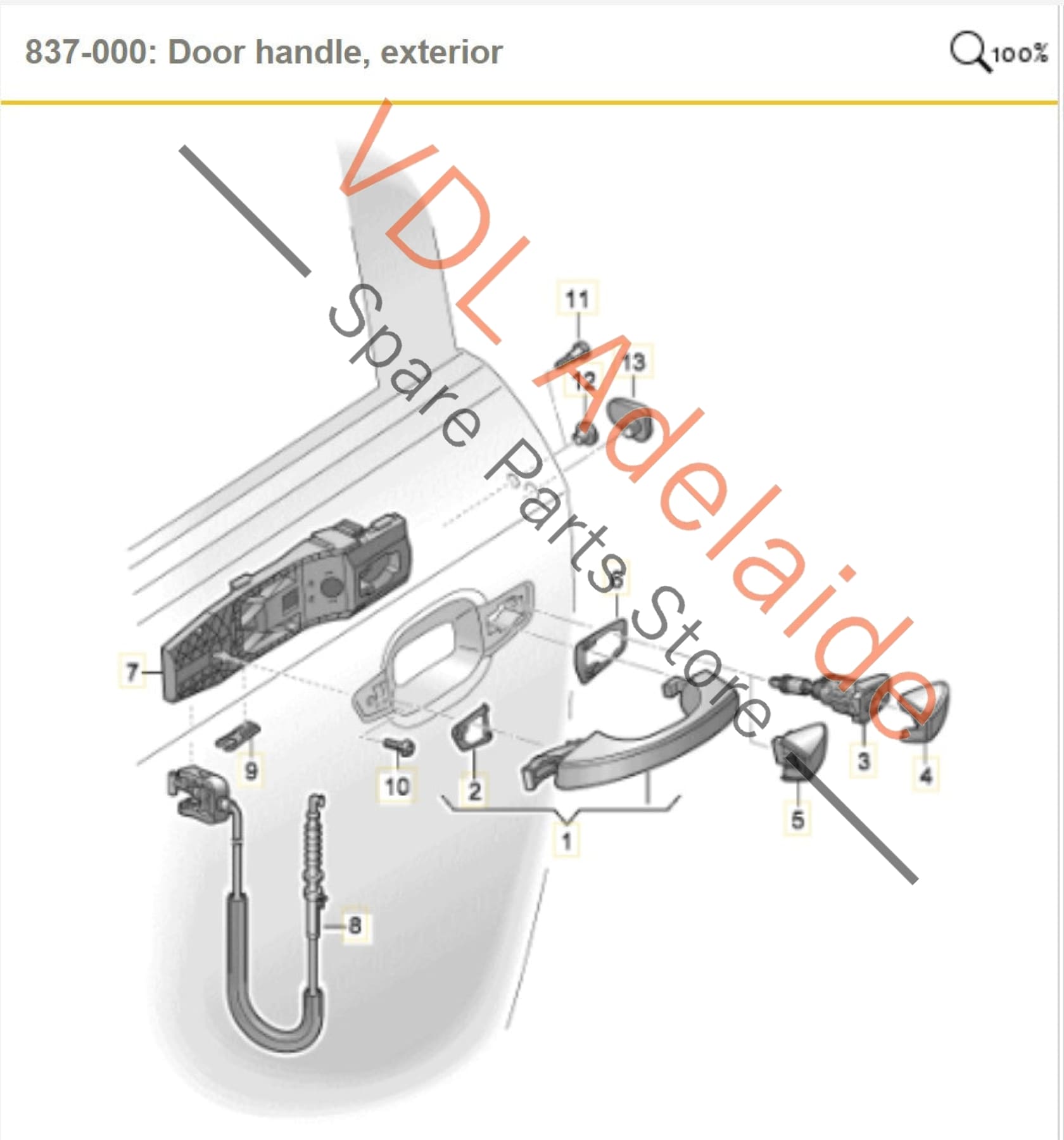 5G0837205NGRU 5G0839167DGRU 8V0839885 5G0837205Q Audi Q3 RSQ3 F3 Left Side Exterior Door Handle for Keyless Entry and Mounting Bar 8V0839885 5G0837205R GRU / 5G0837205Q