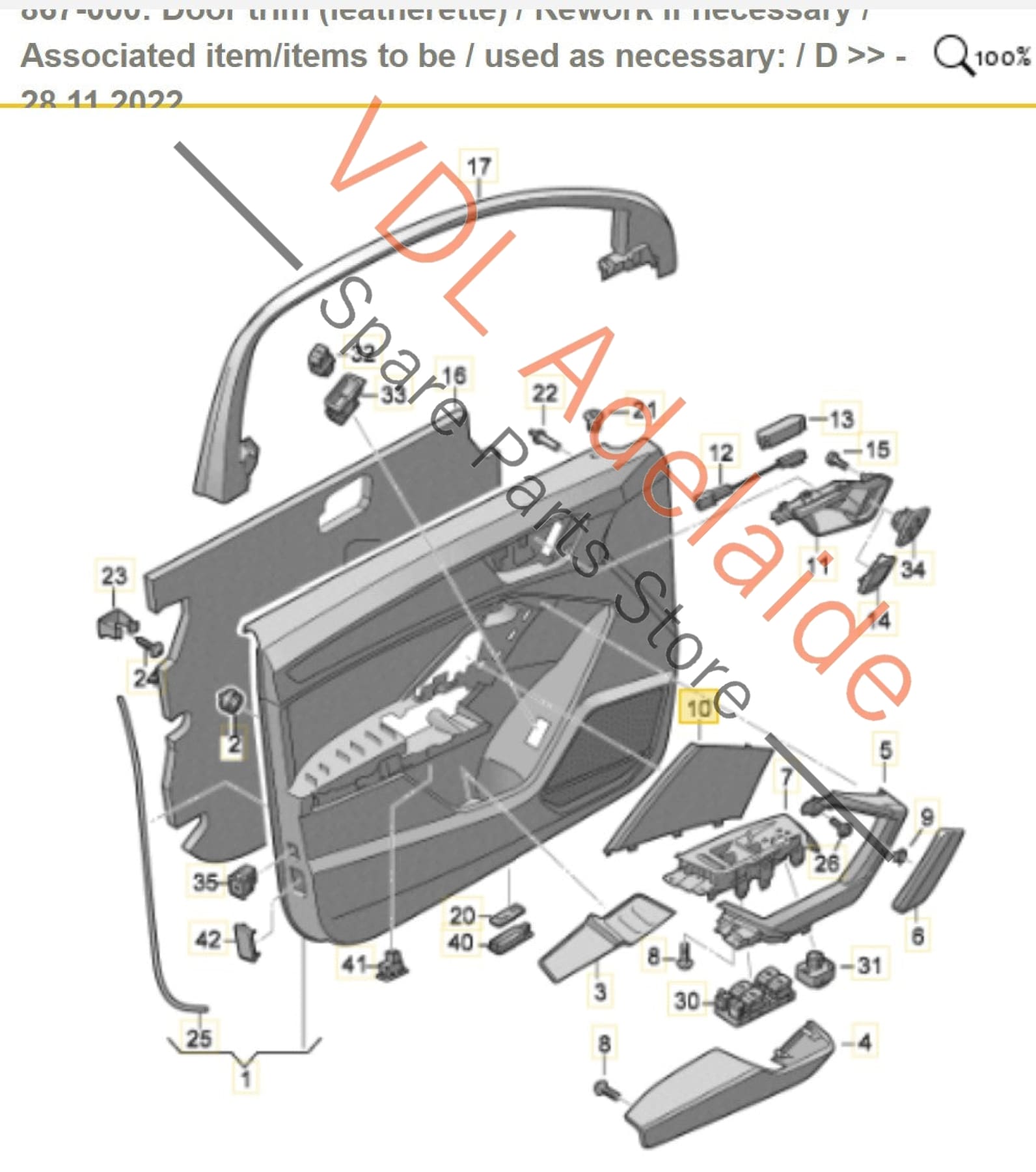 83A035423AVY1    Audi Q3 RSQ3 F3 Door Speaker Trim Cover Left Side 83A035423A VY1 Slate Grey