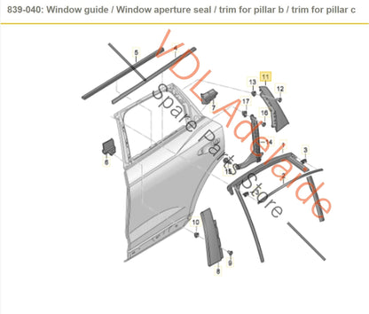 83A839903A 83A839903B   Audi RSQ3 Q3 F3 Rear Left Door Exterior C Pillar Trim Molding Gloss Black 83A839903A