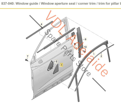 83A837637B 83A837637C   Audi RSQ3 Q3 F3 Front Left Door Exterior A Pillar Corner Trim Molding Gloss Black 83A837637B